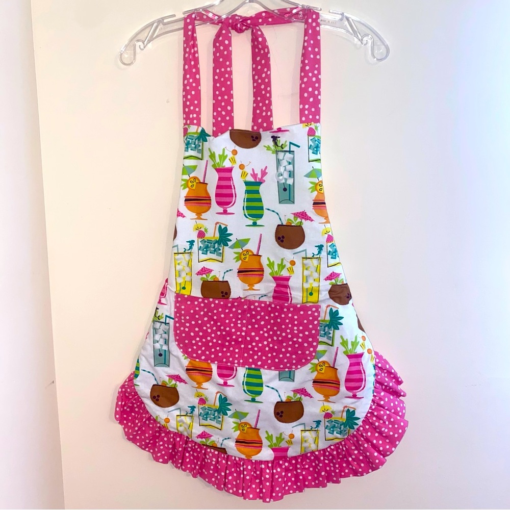 Fun themed 'Stay Cool this Summer' mixed drink apron with ruffles